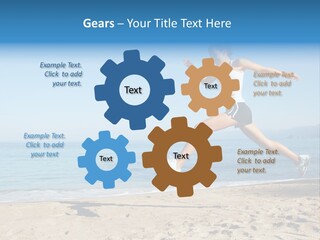 A Woman Running On The Beach With The Ocean In The Background PowerPoint Template