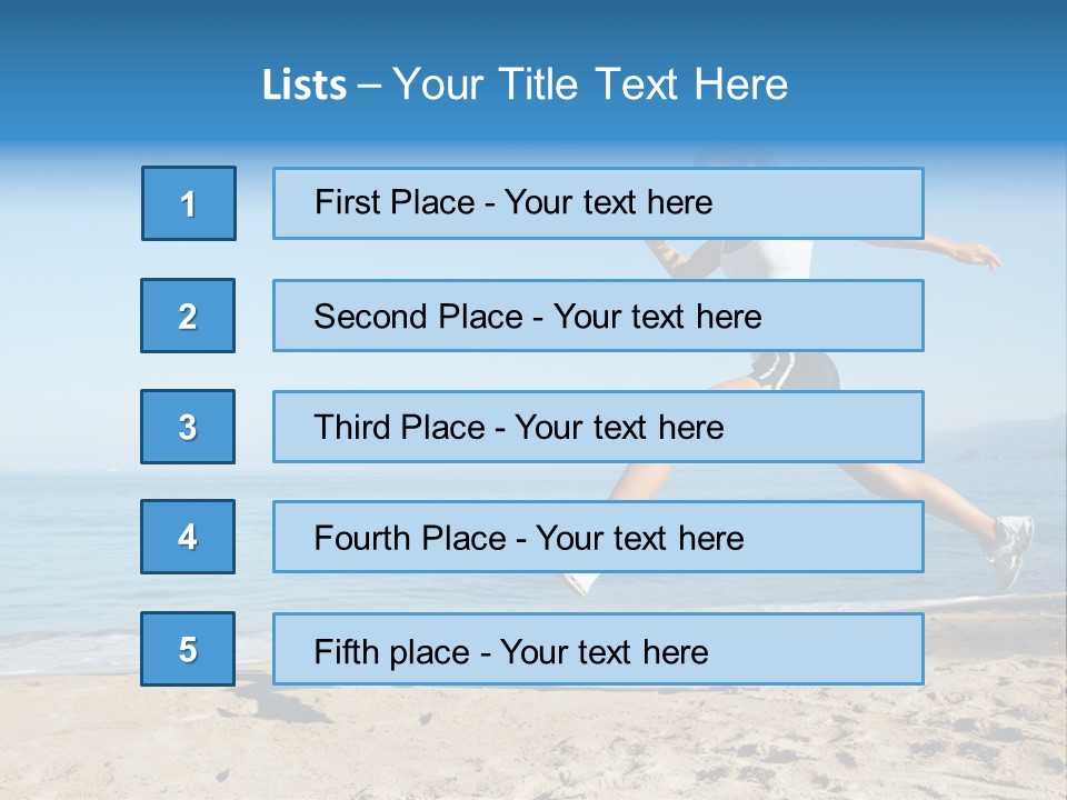 A Woman Running On The Beach With The Ocean In The Background PowerPoint Template