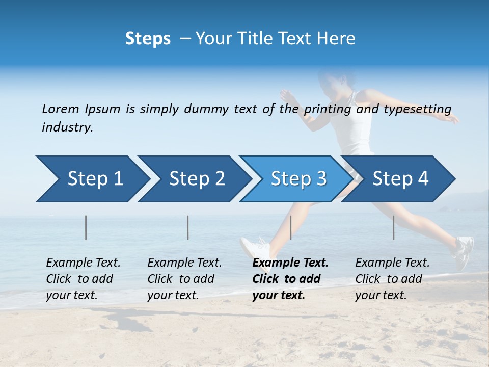 A Woman Running On The Beach With The Ocean In The Background PowerPoint Template