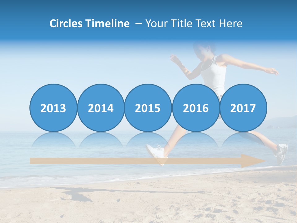 A Woman Running On The Beach With The Ocean In The Background PowerPoint Template