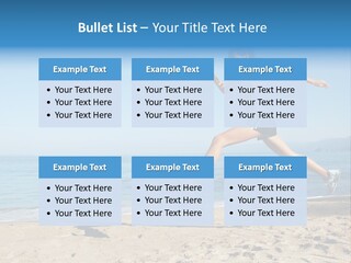 A Woman Running On The Beach With The Ocean In The Background PowerPoint Template