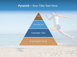 A Woman Running On The Beach With The Ocean In The Background PowerPoint Template