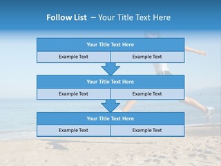 A Woman Running On The Beach With The Ocean In The Background PowerPoint Template