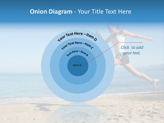 A Woman Running On The Beach With The Ocean In The Background PowerPoint Template