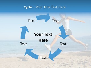 A Woman Running On The Beach With The Ocean In The Background PowerPoint Template
