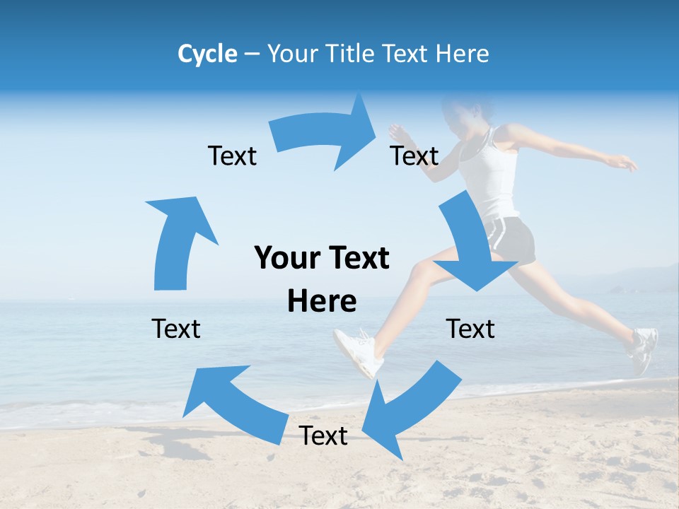 A Woman Running On The Beach With The Ocean In The Background PowerPoint Template