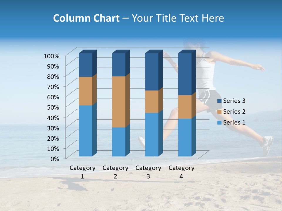 A Woman Running On The Beach With The Ocean In The Background PowerPoint Template