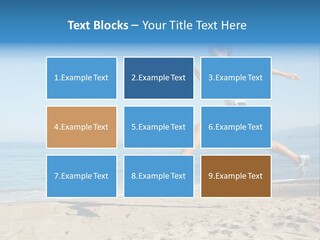 A Woman Running On The Beach With The Ocean In The Background PowerPoint Template