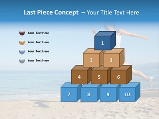 A Woman Running On The Beach With The Ocean In The Background PowerPoint Template