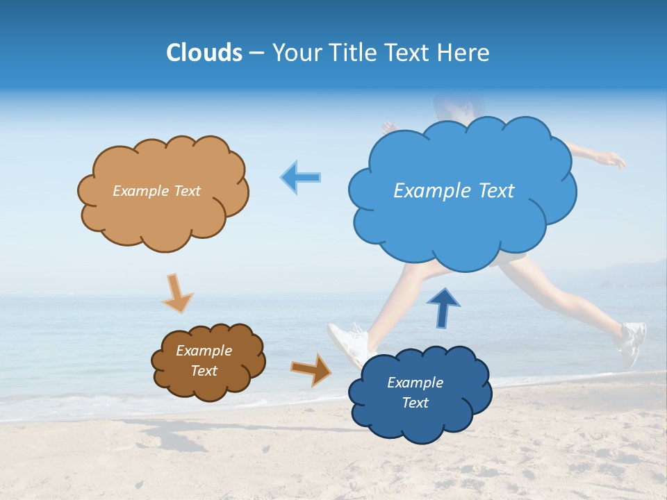 A Woman Running On The Beach With The Ocean In The Background PowerPoint Template