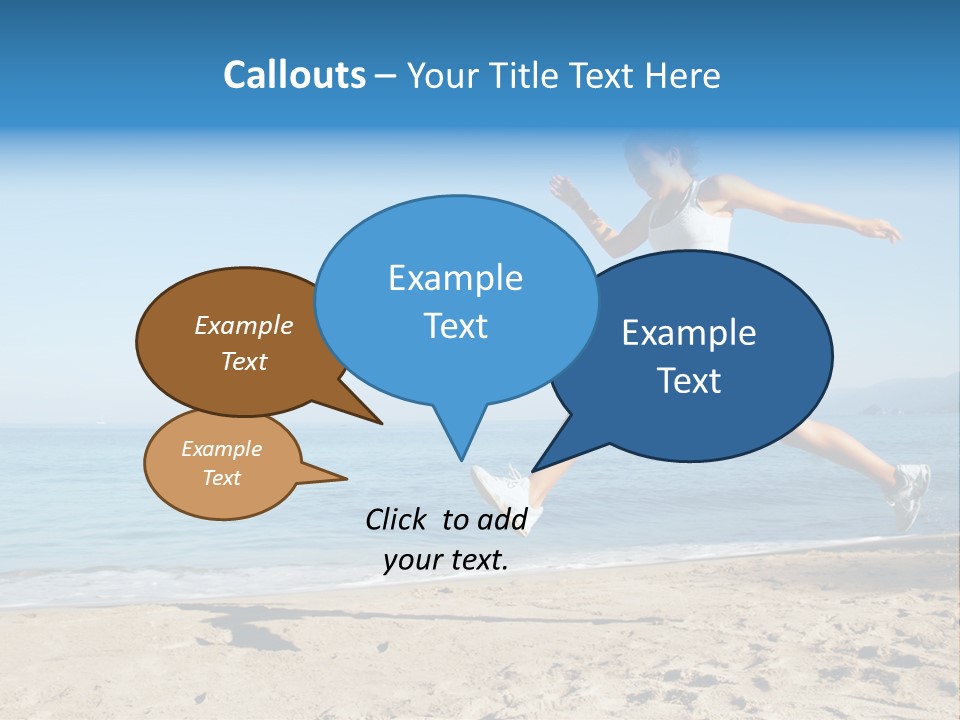 A Woman Running On The Beach With The Ocean In The Background PowerPoint Template