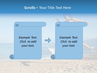 A Woman Running On The Beach With The Ocean In The Background PowerPoint Template