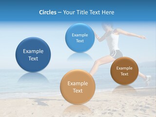 A Woman Running On The Beach With The Ocean In The Background PowerPoint Template
