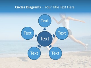 A Woman Running On The Beach With The Ocean In The Background PowerPoint Template