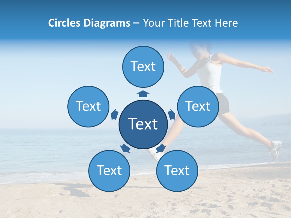 A Woman Running On The Beach With The Ocean In The Background PowerPoint Template