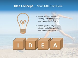 A Woman Running On The Beach With The Ocean In The Background PowerPoint Template