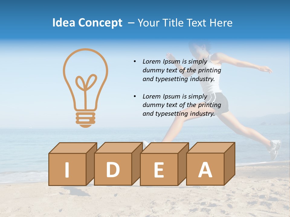 A Woman Running On The Beach With The Ocean In The Background PowerPoint Template