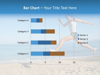 A Woman Running On The Beach With The Ocean In The Background PowerPoint Template