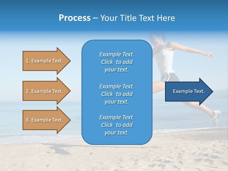 A Woman Running On The Beach With The Ocean In The Background PowerPoint Template