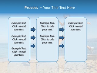 A Woman Running On The Beach With The Ocean In The Background PowerPoint Template