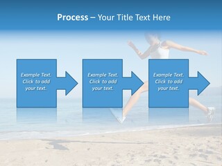 A Woman Running On The Beach With The Ocean In The Background PowerPoint Template