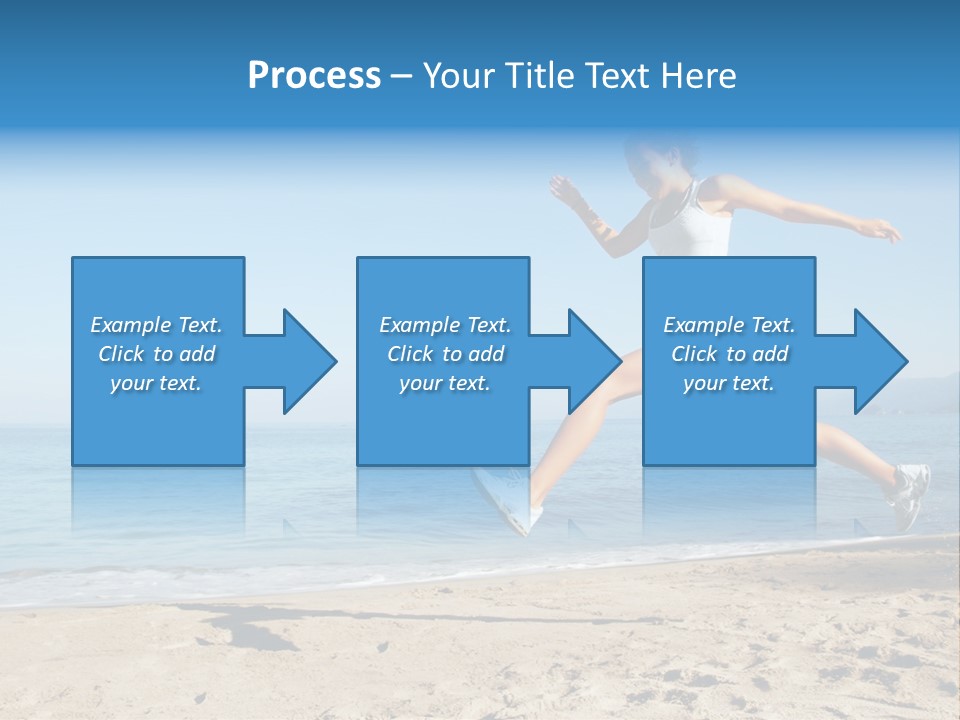 A Woman Running On The Beach With The Ocean In The Background PowerPoint Template