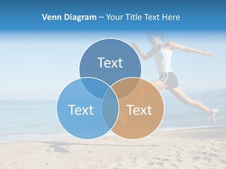 A Woman Running On The Beach With The Ocean In The Background PowerPoint Template