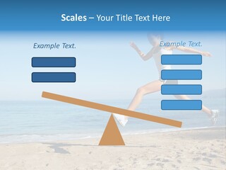 A Woman Running On The Beach With The Ocean In The Background PowerPoint Template