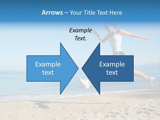 A Woman Running On The Beach With The Ocean In The Background PowerPoint Template