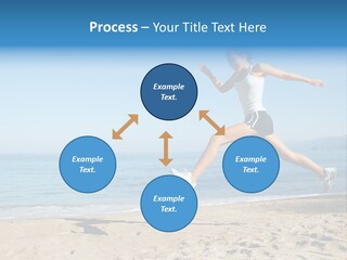 A Woman Running On The Beach With The Ocean In The Background PowerPoint Template