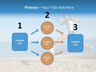 A Woman Running On The Beach With The Ocean In The Background PowerPoint Template