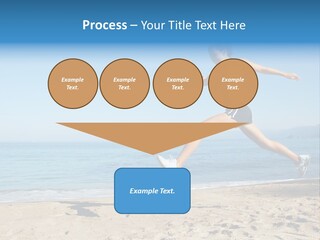 A Woman Running On The Beach With The Ocean In The Background PowerPoint Template