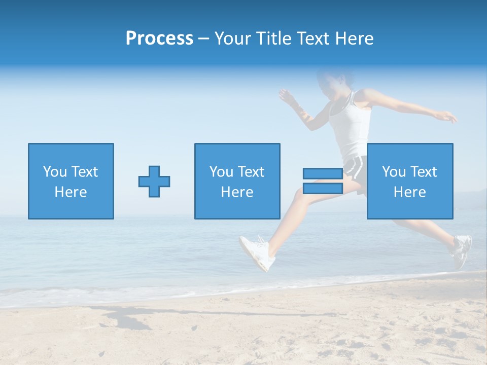 A Woman Running On The Beach With The Ocean In The Background PowerPoint Template