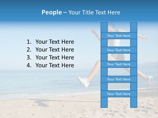A Woman Running On The Beach With The Ocean In The Background PowerPoint Template