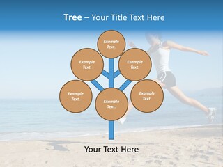 A Woman Running On The Beach With The Ocean In The Background PowerPoint Template