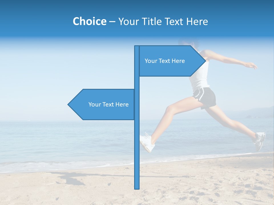 A Woman Running On The Beach With The Ocean In The Background PowerPoint Template