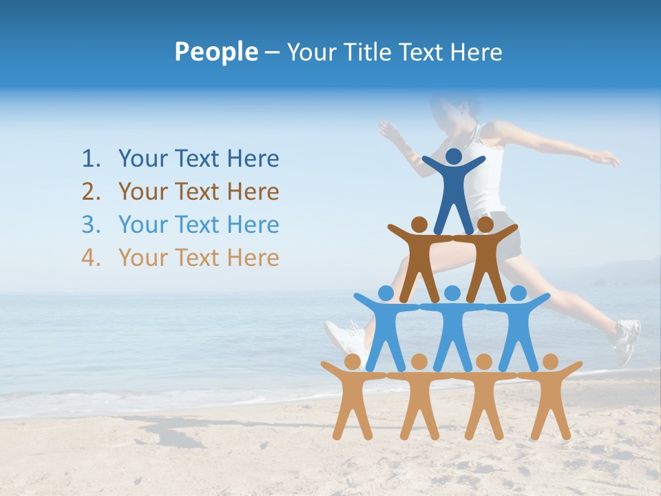 A Woman Running On The Beach With The Ocean In The Background PowerPoint Template