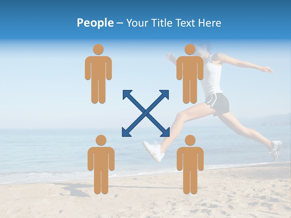 A Woman Running On The Beach With The Ocean In The Background PowerPoint Template