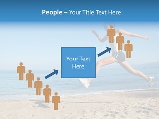 A Woman Running On The Beach With The Ocean In The Background PowerPoint Template
