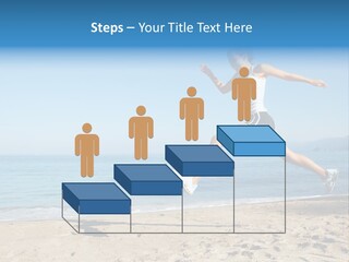 A Woman Running On The Beach With The Ocean In The Background PowerPoint Template