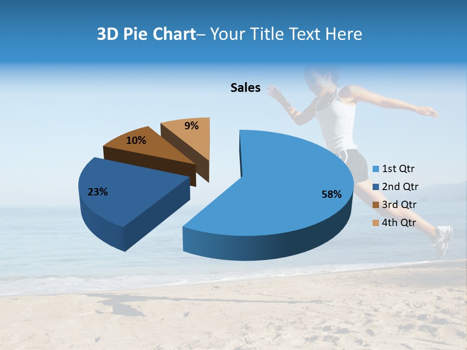 A Woman Running On The Beach With The Ocean In The Background PowerPoint Template