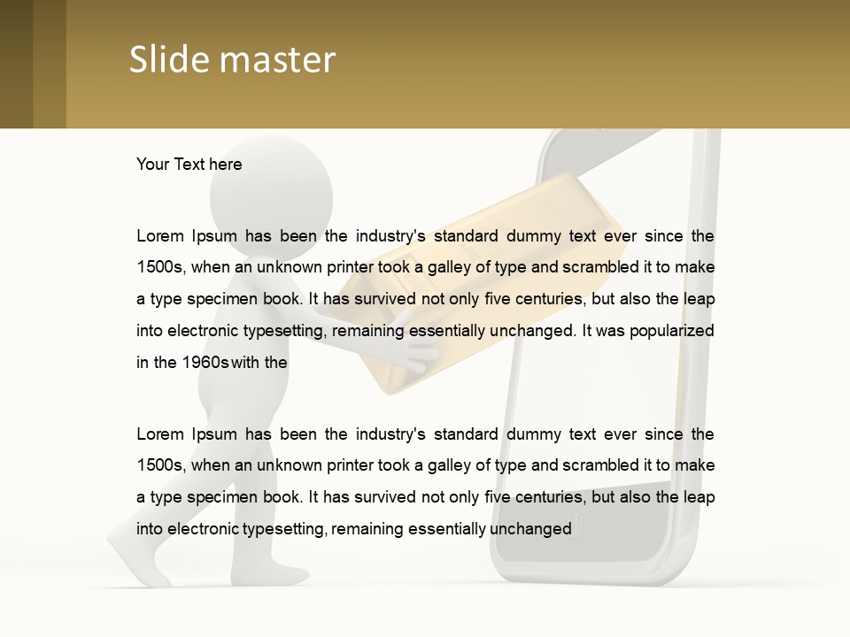 A Person Holding A Gold Bar In Front Of A Cell Phone PowerPoint Template