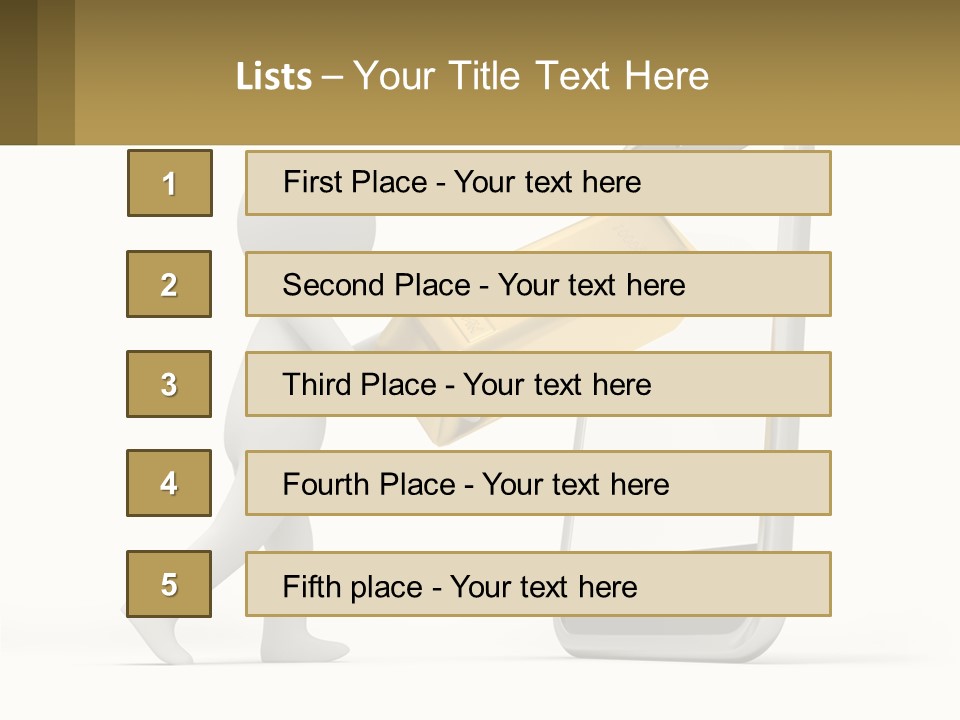A Person Holding A Gold Bar In Front Of A Cell Phone PowerPoint Template