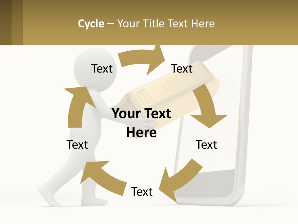 A Person Holding A Gold Bar In Front Of A Cell Phone PowerPoint Template