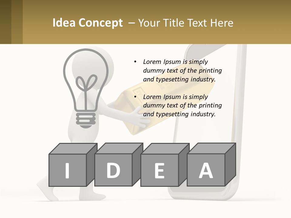 A Person Holding A Gold Bar In Front Of A Cell Phone PowerPoint Template