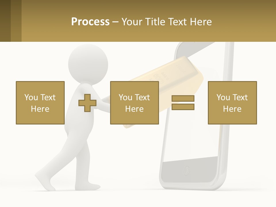 A Person Holding A Gold Bar In Front Of A Cell Phone PowerPoint Template