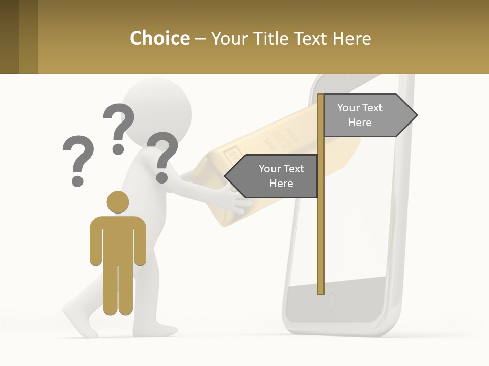 A Person Holding A Gold Bar In Front Of A Cell Phone PowerPoint Template