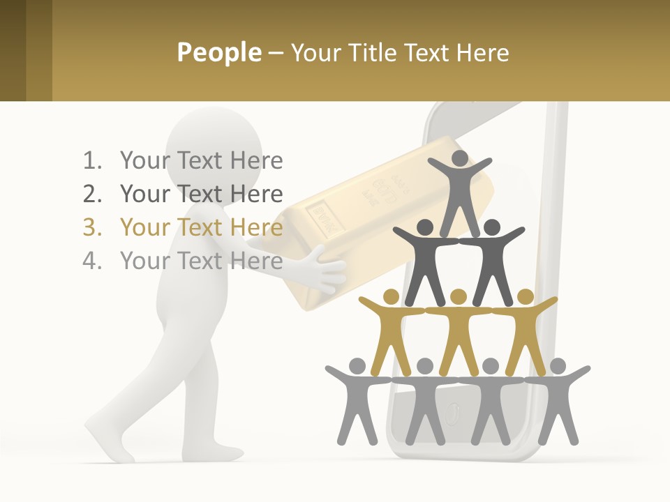 A Person Holding A Gold Bar In Front Of A Cell Phone PowerPoint Template