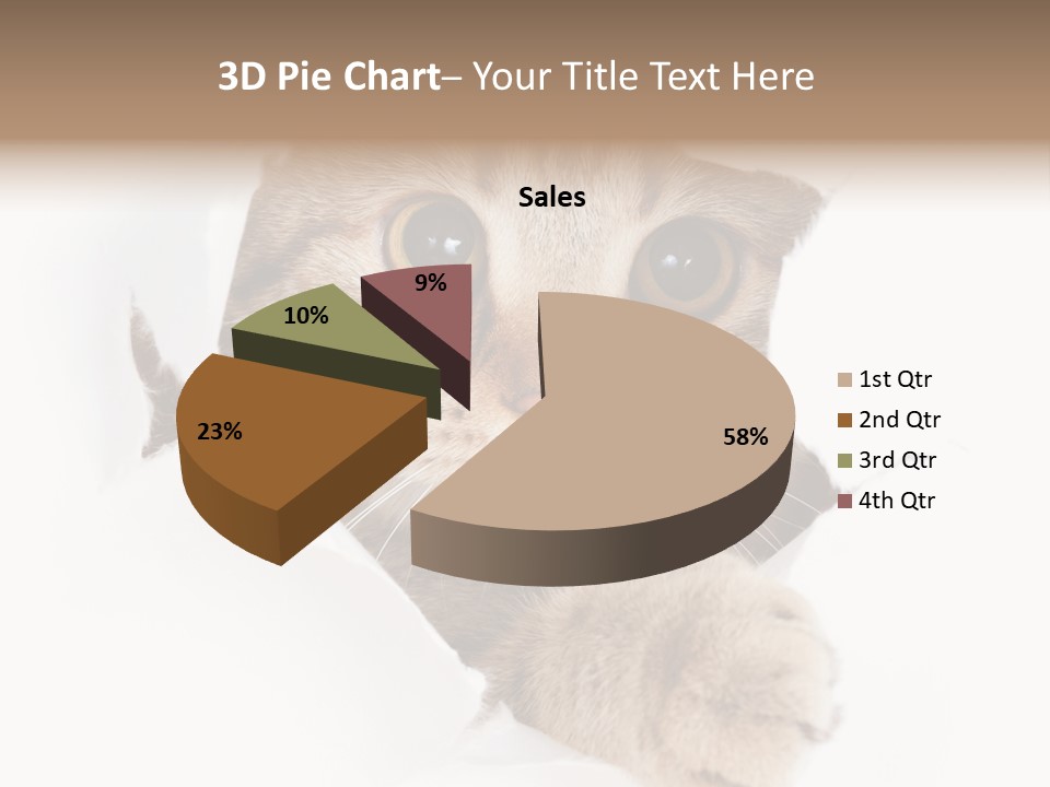 A Cat Peeking Through A Hole In A Paper PowerPoint Template