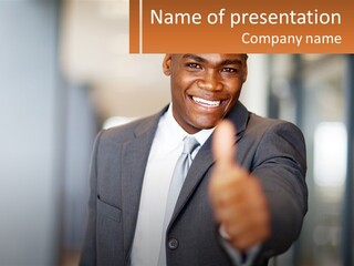 A Man In A Suit Giving A Thumbs Up PowerPoint Template